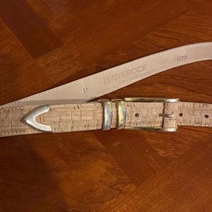 Leatherock Belt Cork Style Leather Gold Tone Hardware Size Medium